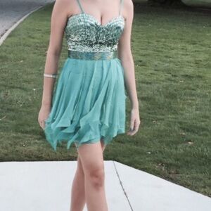 Elegant Green Sequin Mini Dress